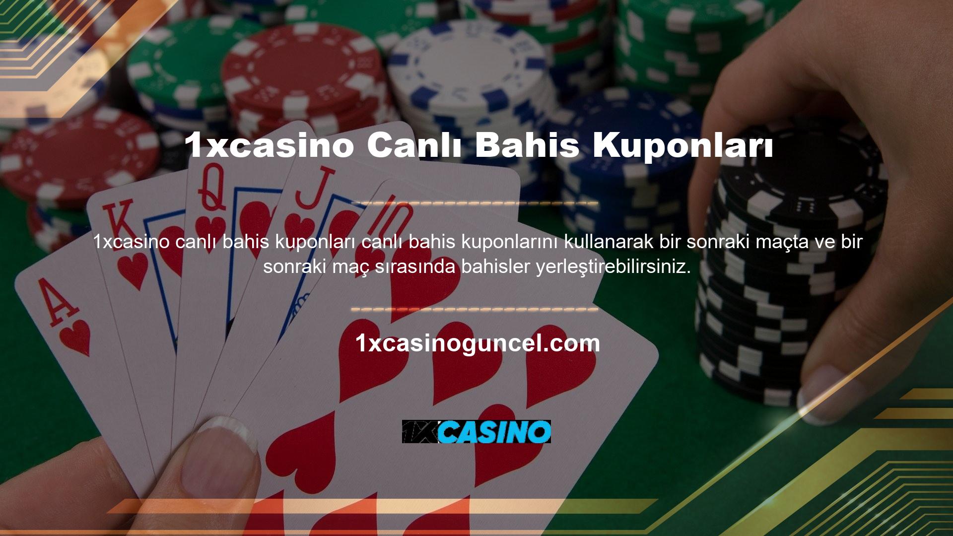 Kazanan kullanıcıların şansı, 1xcasino üye hesapları aracılığıyla istenen maçlar için gerekli fiyatlarla eklenerek artırılabilir